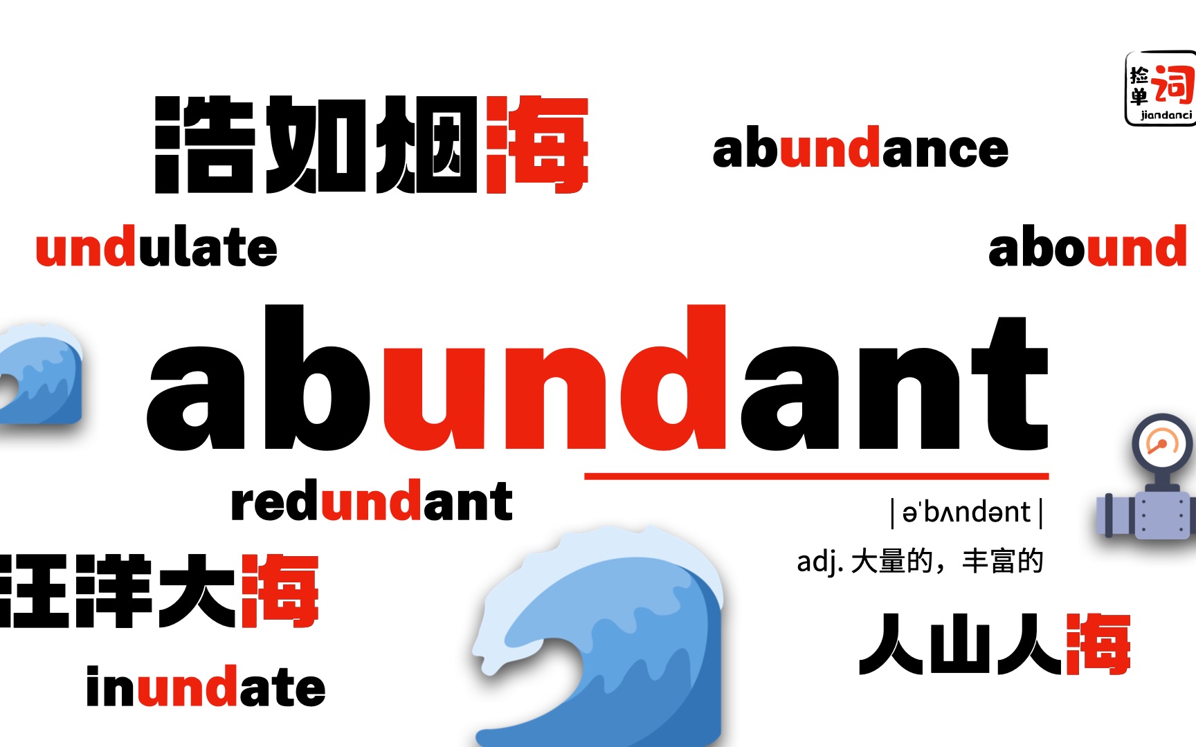 [图]这些单词为啥都有und？本期ada带你从abundant出发搞定一串考试高频词～