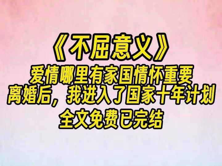 【全文免费】爱情哪里有家国情怀重要,离婚后,我转身走进国家秘密计划实验室哔哩哔哩bilibili