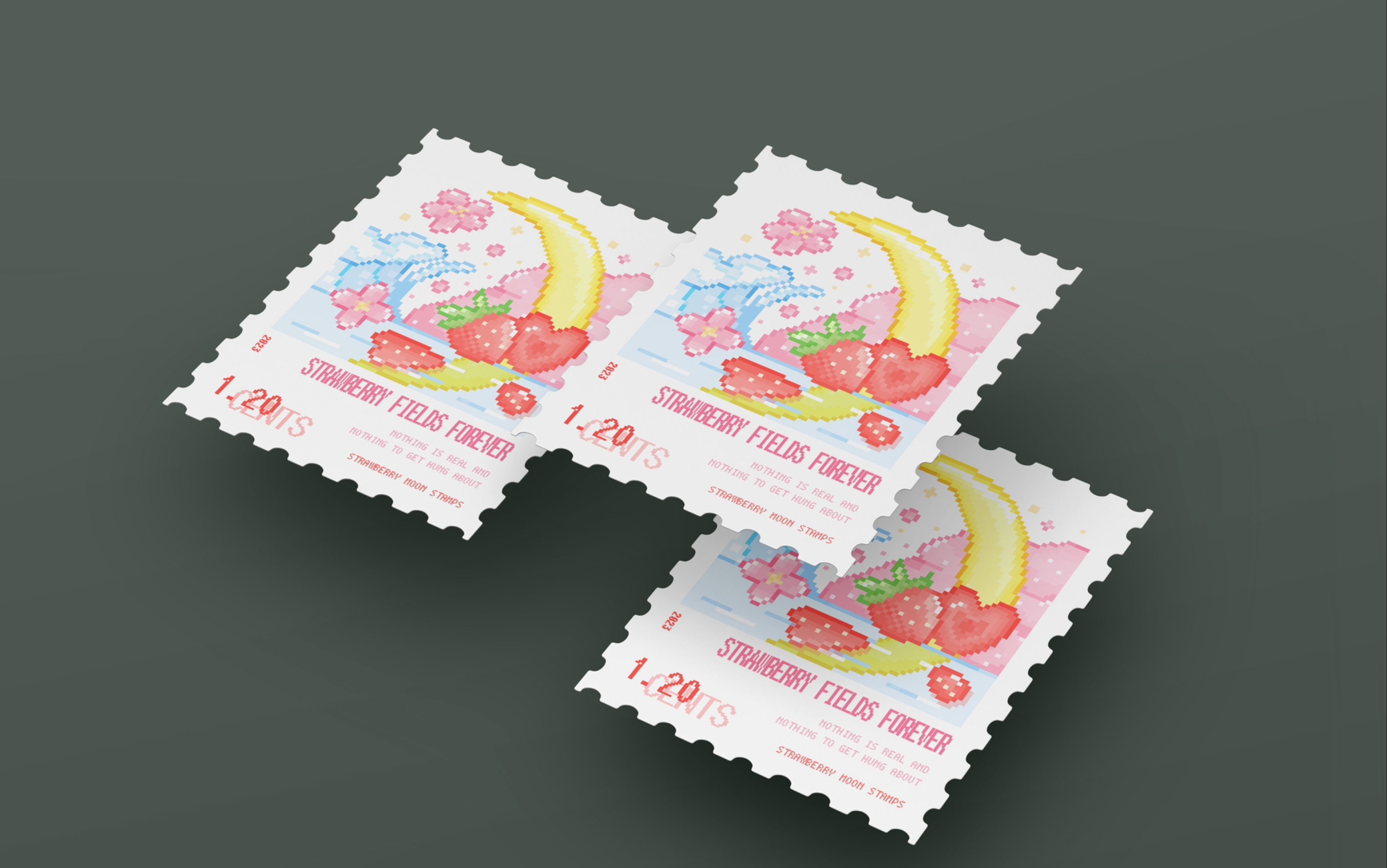 【像素画邮票过程】莓与月与花与海