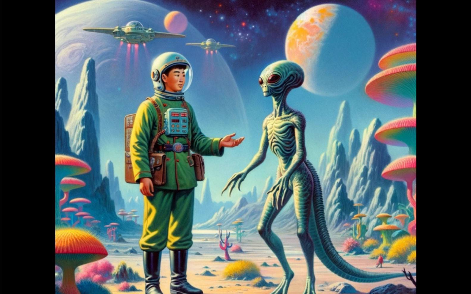 ai画画:书童读书,造宇宙飞船,去看外星人