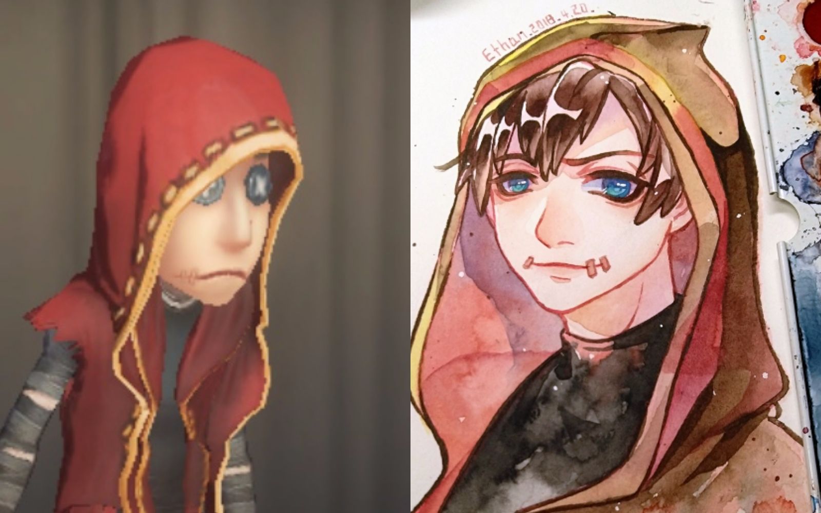 【暄手绘】第五人格一朵佣兵小哥哥的水彩上色过程ww