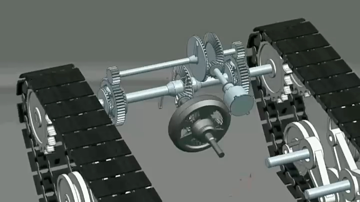 机械原理展示之——坦克履带轮的齿轮传动机构 小朋友们能观察到有几个垂直传动结构呢?哔哩哔哩bilibili