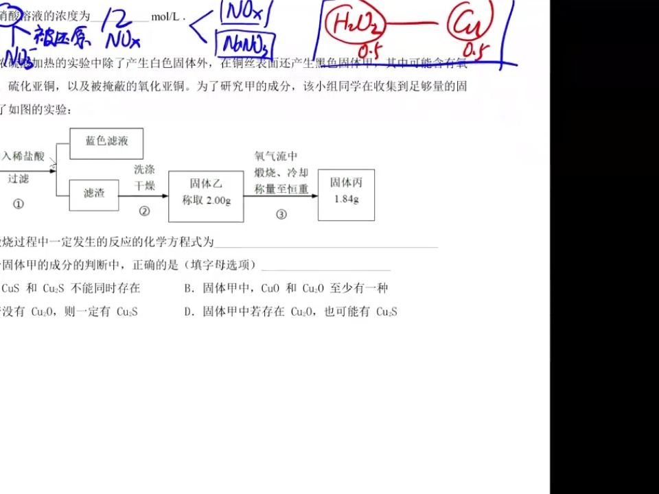 高考题模型思路003 铜和浓硫酸反应后的黑色固体成分分析哔哩哔哩bilibili