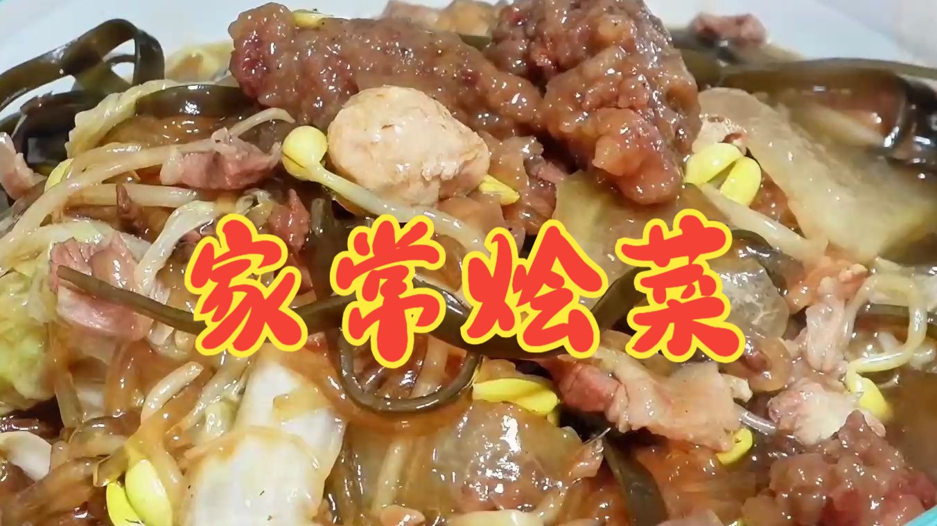 家常烩菜|河南人喜欢的美食 肉片粉条丸子一锅烩 配大馒头 可中哔哩哔哩bilibili