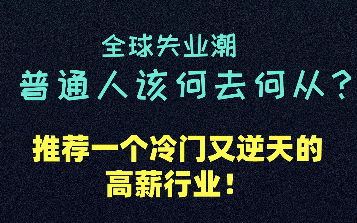 全球失业潮凶猛来袭,普通人该何去何从?推荐一个冷门又逆天的高薪行业!哔哩哔哩bilibili