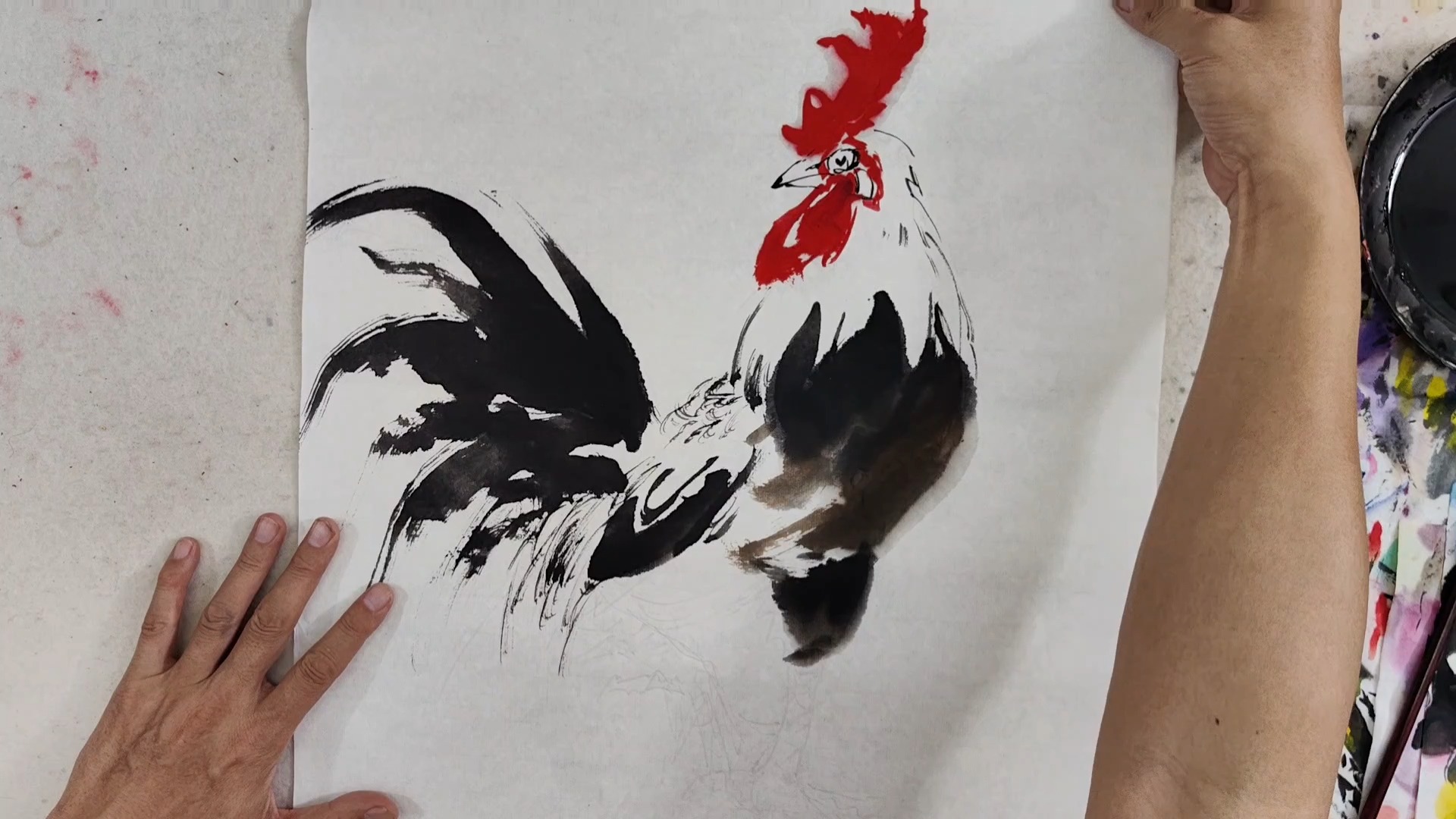 雄鸡国画小写意初稿