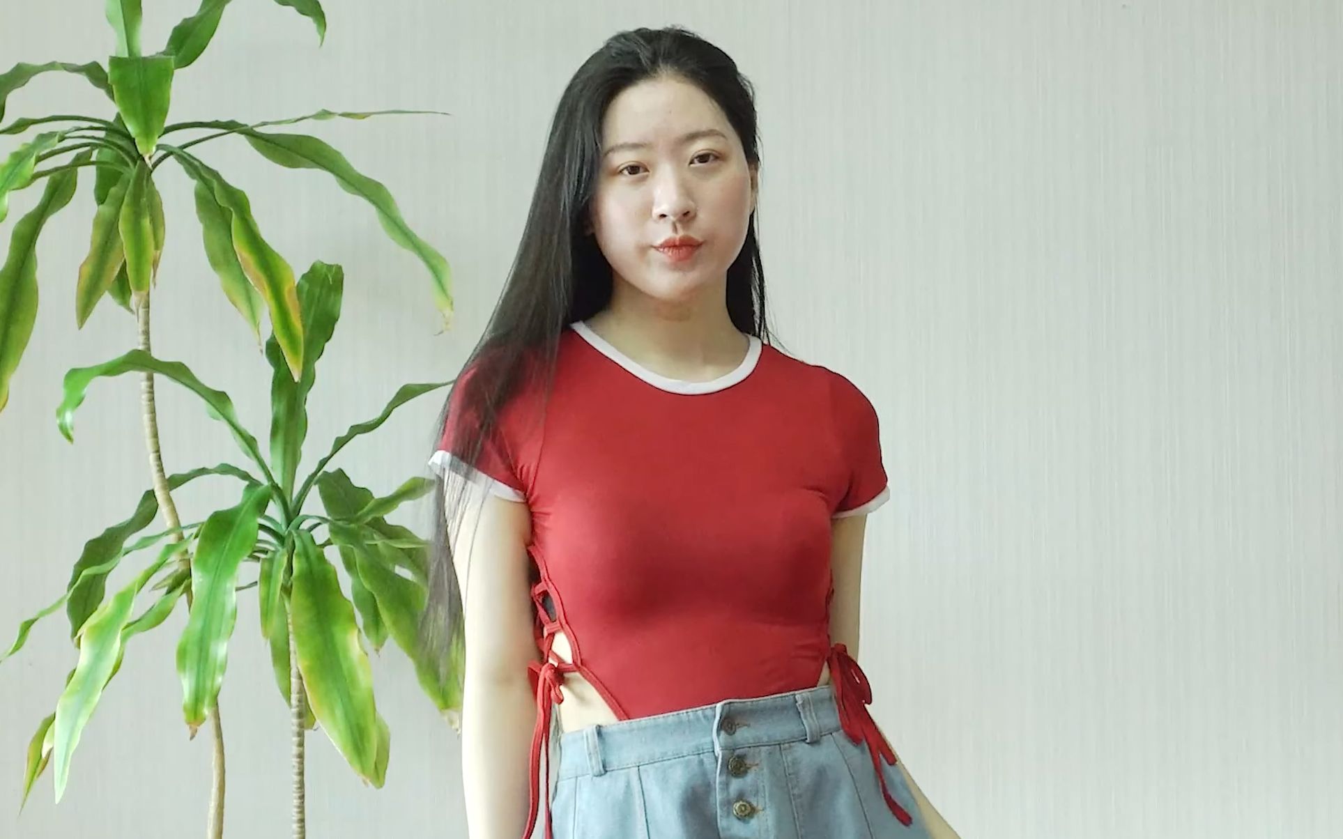 [4k/look book] 郑敏贞 -红色连体衣的牛仔装78 230316