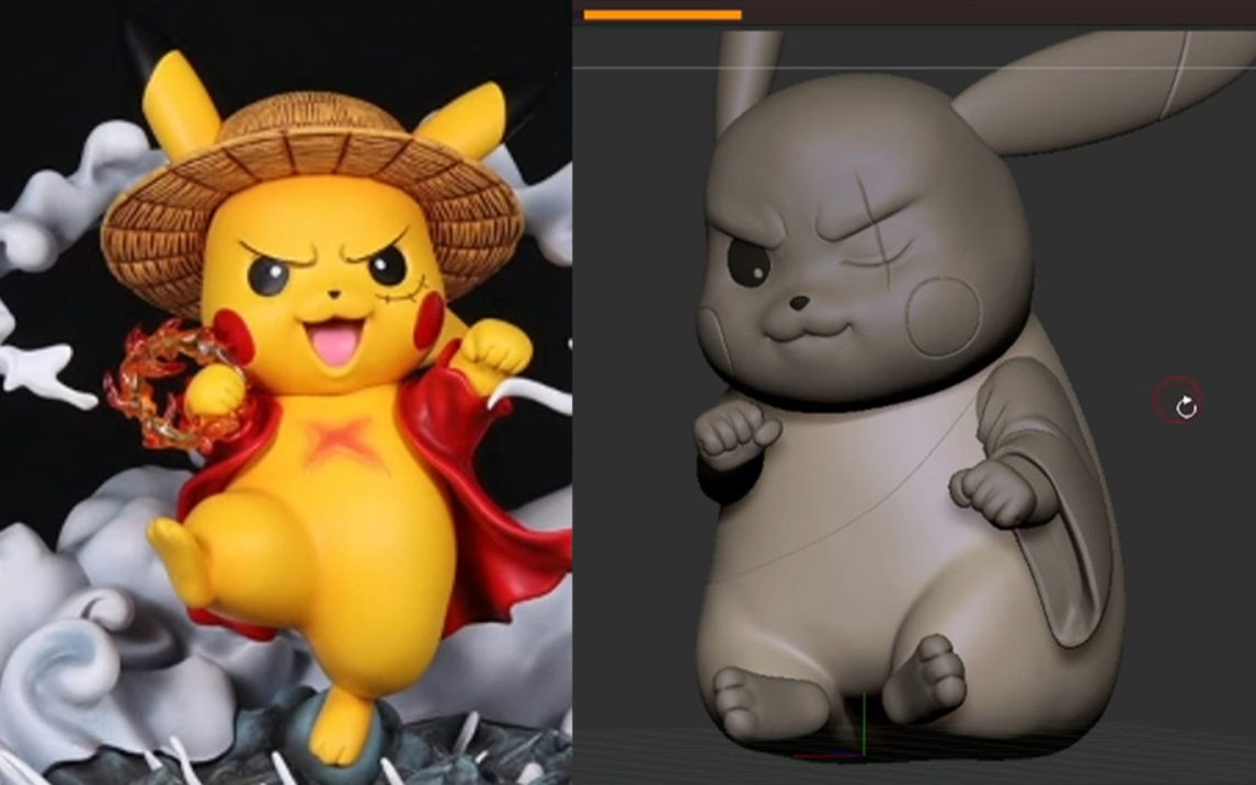 【zbrush雕刻】从球开始教你皮卡丘手办模型雕刻,zb新手雕刻