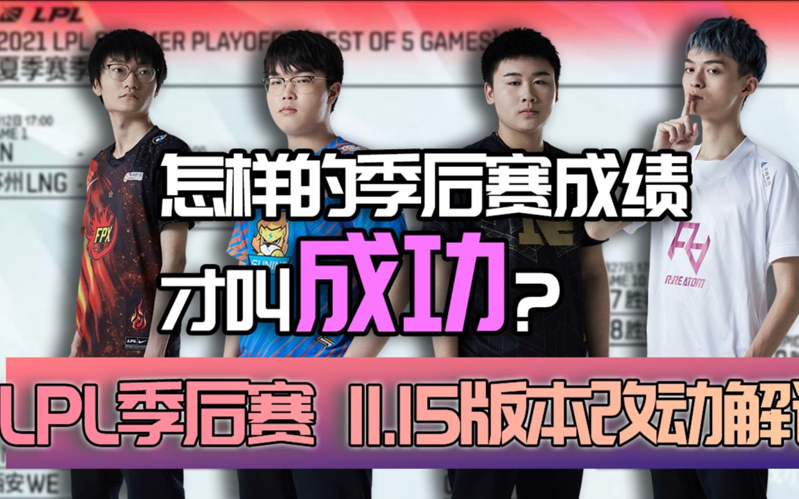 【LPL季后赛】浅谈季后赛十支队伍情况,从英雄改动聊季后赛目标! 11.15版本解读电子竞技热门视频