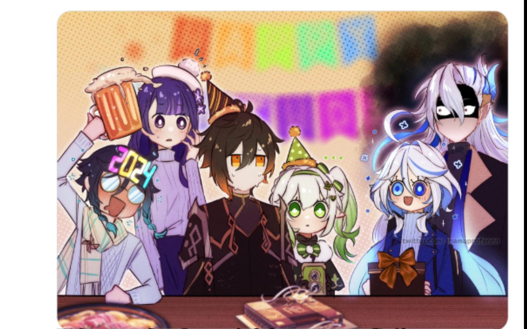 【原神|外网】推特上的钟离生日祝福贺图