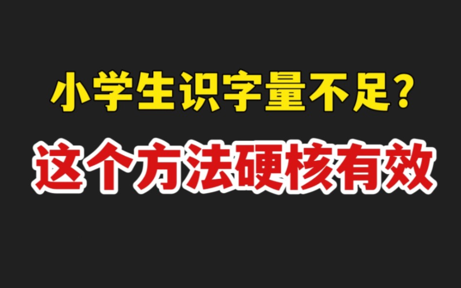 小学生识字量不足❓简单硬核有效的方法在这里❗哔哩哔哩bilibili