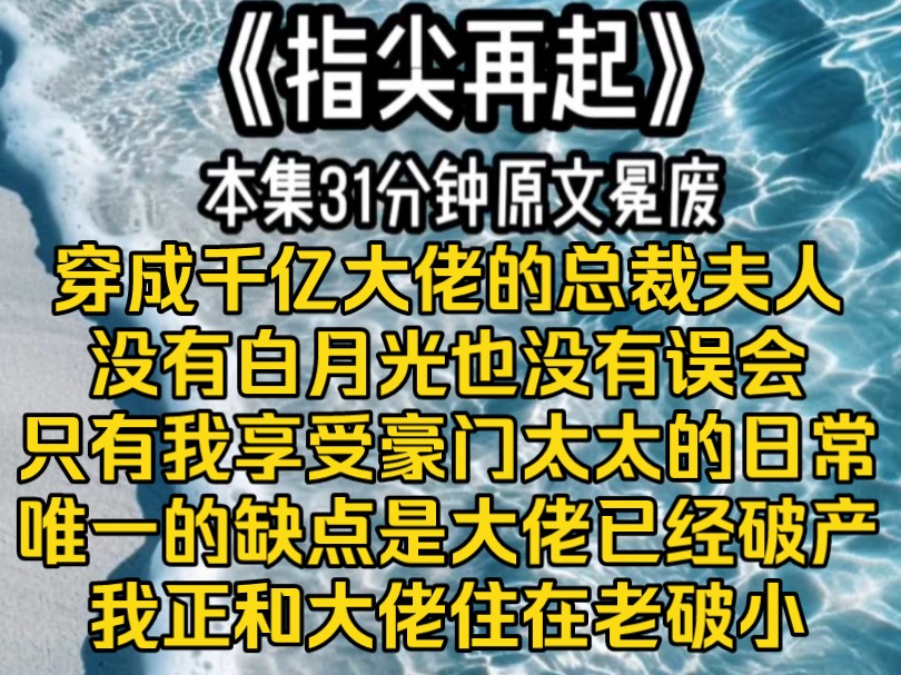 [图]《指尖再起》穿成千亿大佬的总裁夫人，没有白月光，也没有误会，只有我享受豪门太太身份的豪门日常，唯一的缺点是，我穿来的时候大佬已经破产了，我正和大佬住在老破小。