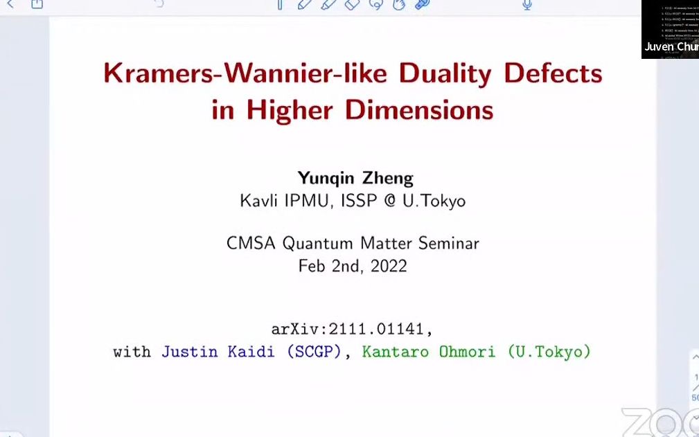 [图]Yunqin Zheng｜ Kramers-Wannier-like duality defects in higher dimensions