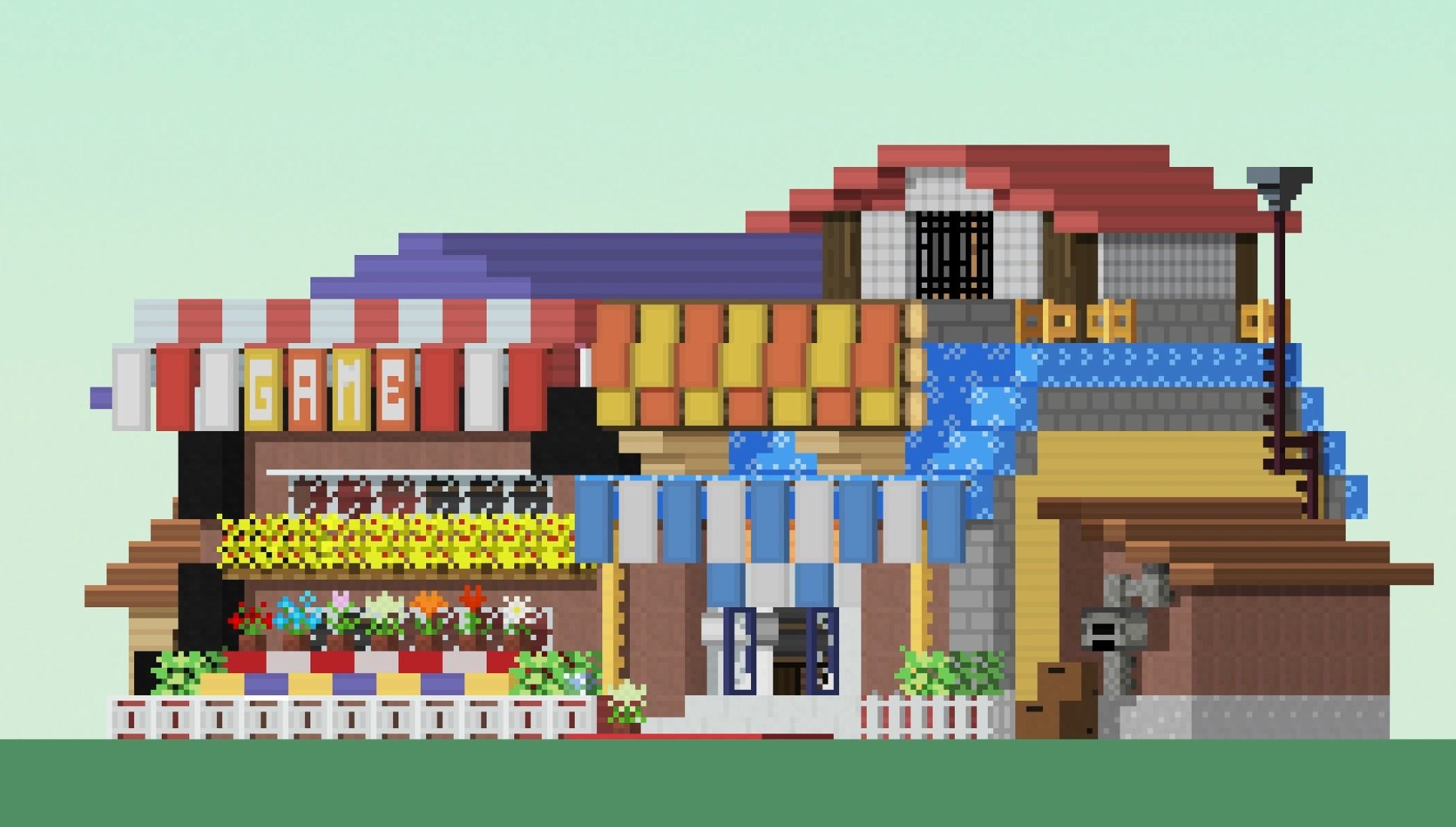 最近画的mc风像素房子(我相信缘分)