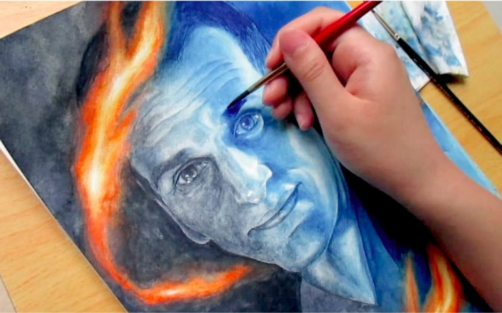 【自制】[神秘博士] 水彩手绘第9任博士,20倍速,略崩勿拍