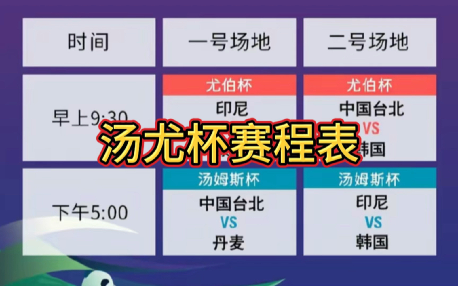 CCTV直播汤尤杯5月3日赛程:中国台北尤伯杯VS韩国 汤姆斯杯PK丹麦哔哩哔哩bilibili