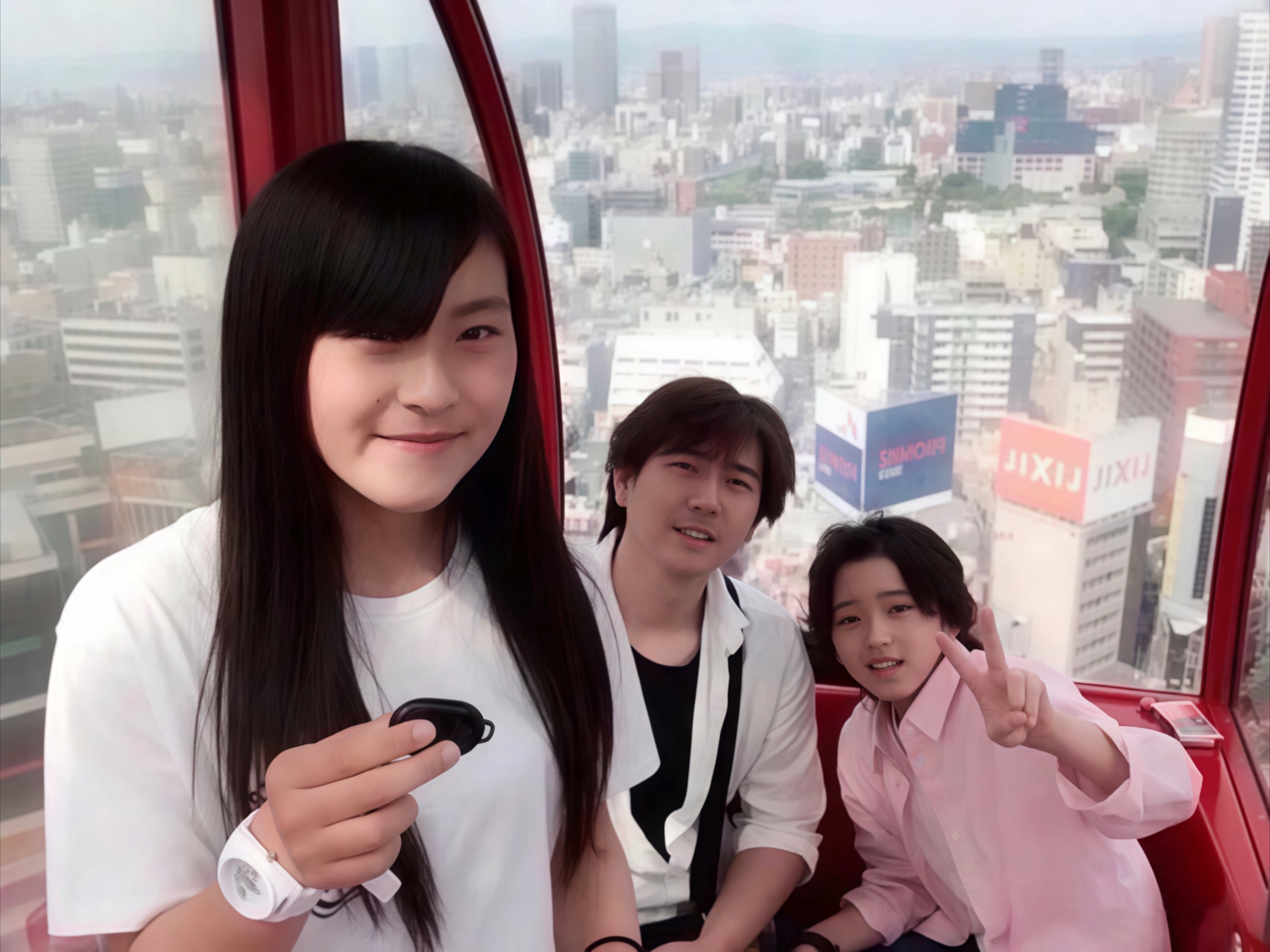 我修复了道枝骏佑小时候和爸爸姐姐的合照,爸爸蛮帅的诶