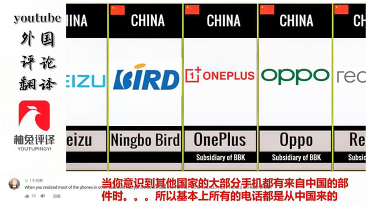40个国家地区手机品牌比较,有外国网友以为一加手机是本国品牌哔哩哔哩bilibili