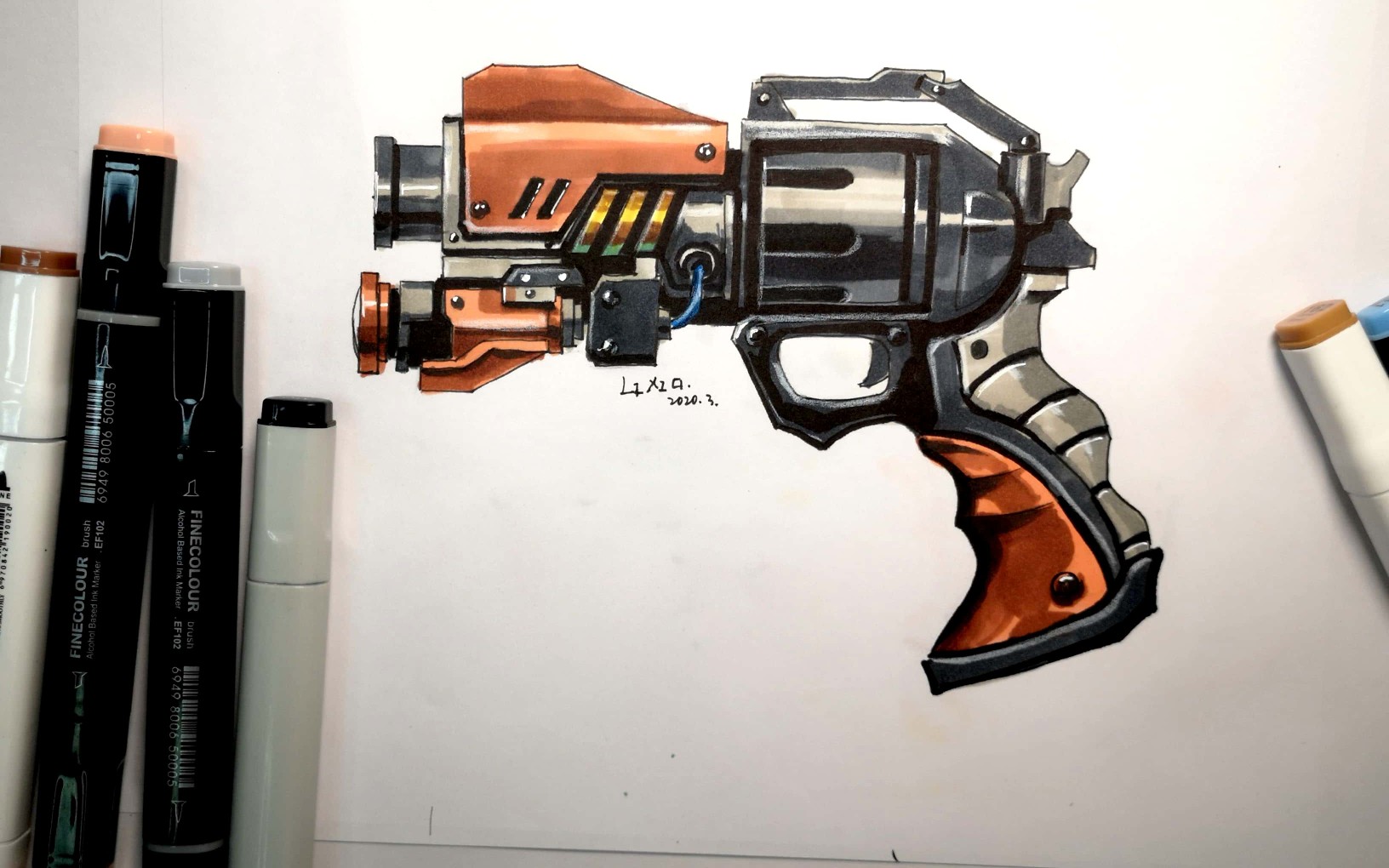 马克笔枪械炫酷武器机甲设计,详细绘画步骤_哔哩哔哩_bilibili