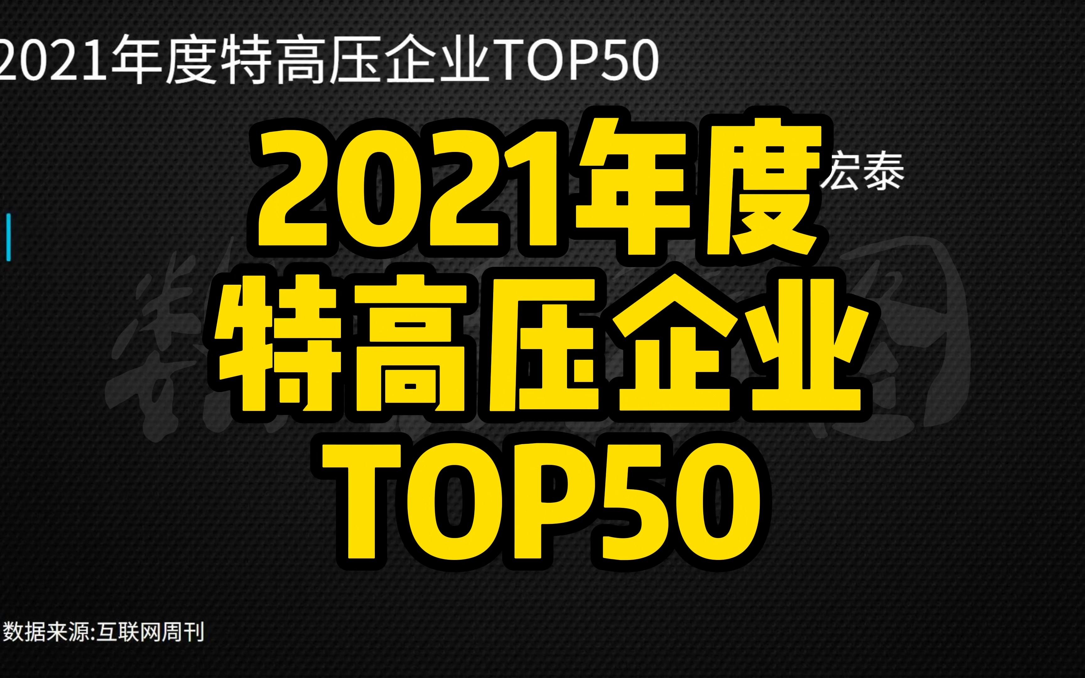 2021年度特高压企业TOP50哔哩哔哩bilibili