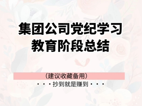 集团公司党纪学习教育阶段总结哔哩哔哩bilibili