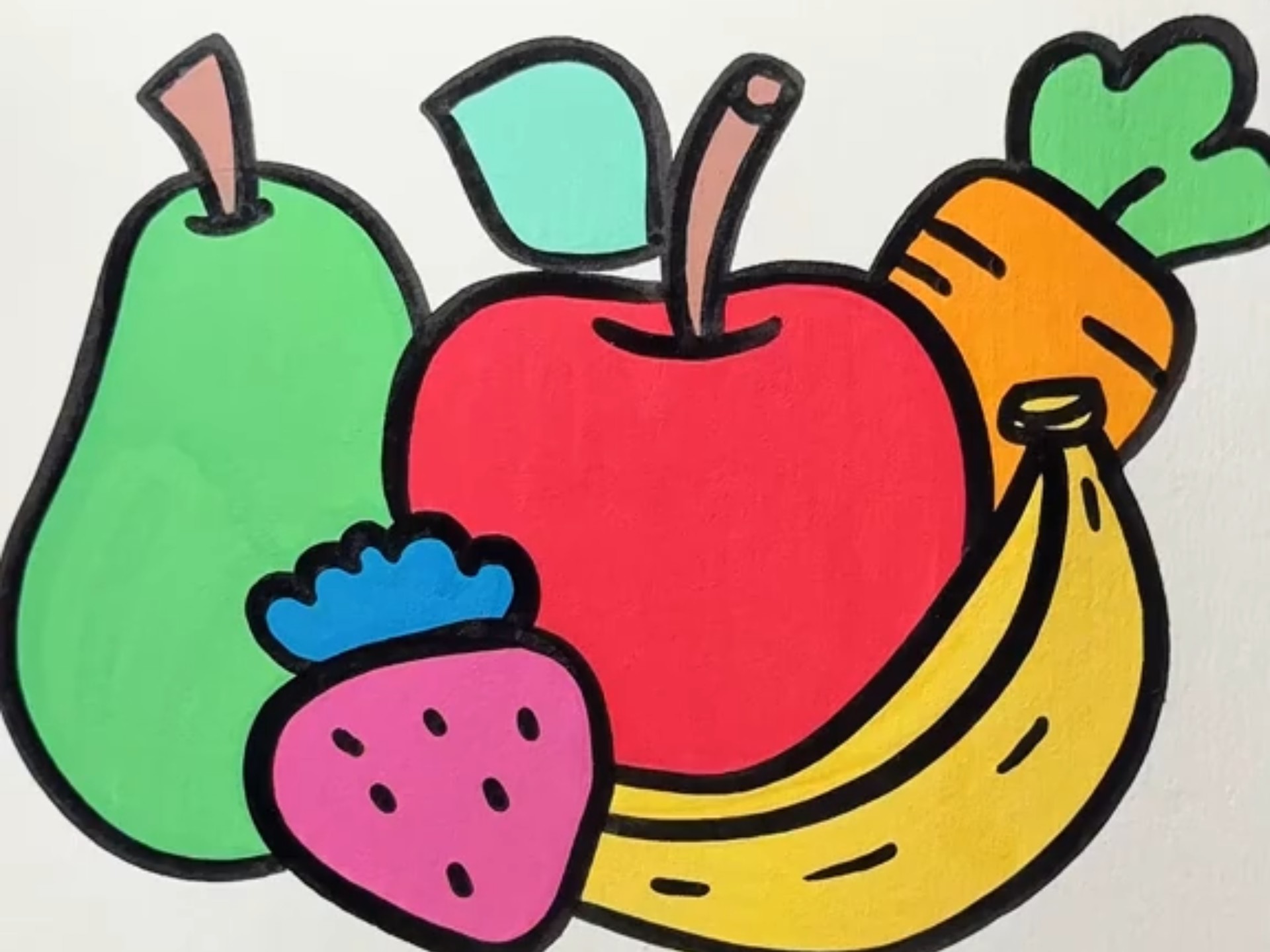沉浸式涂色画画(🍐🍓🍎🥕🍌)