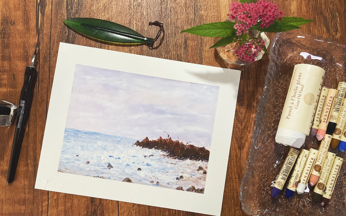 油画棒|海的味道我知道,海滩的画法,申内利尔油画棒_哔哩哔哩 (゜-゜)