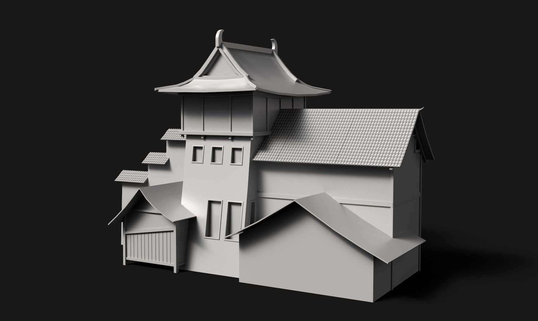 【3dmax建模】新手游戏场景建模教程,两小时教会你制作古风徽派建筑