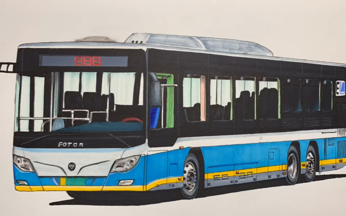 手绘北京福田公交车,喜欢吗