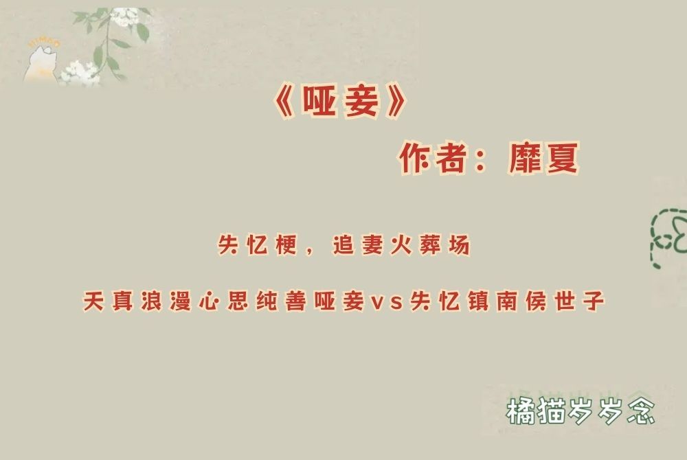 「追妻火葬场古言」《哑妾》by靡夏:失忆梗,天真浪漫心思纯善哑妾vs失忆镇南侯世子哔哩哔哩bilibili