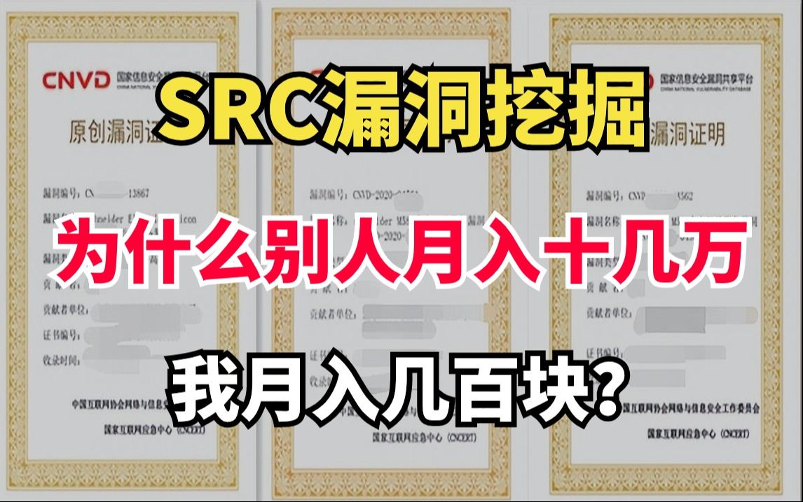 大学生如何靠挖SRC漏洞实现月入过万?如何将CNVD证书拿到手软?(网络安全/信息安全)哔哩哔哩bilibili