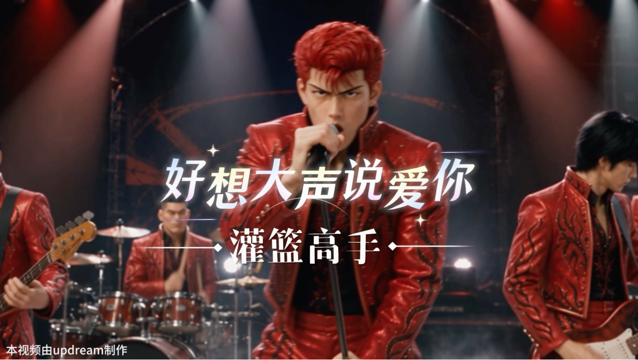 灌篮高手主题曲《好想大声说爱你》，樱木花道现场版！