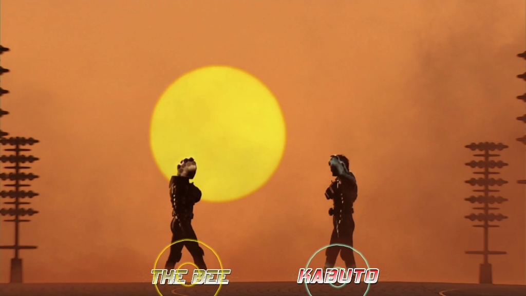假面骑士kabuto 天道总司夕阳下对战矢车想皇蜂
