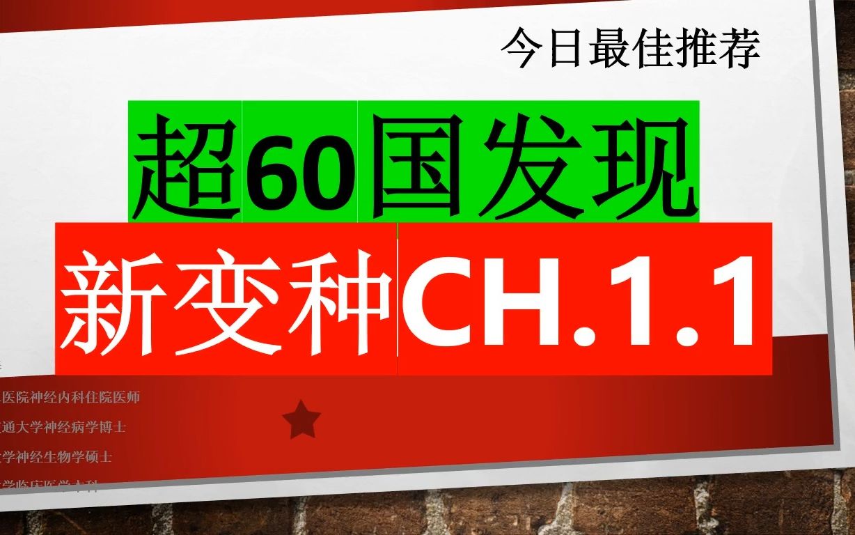 今日最佳推荐:超60国发现 新变种CH.1.1,但我国尚未检测到该毒株!哔哩哔哩bilibili