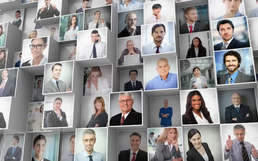 ae模板3d凹凸效果的多照片汇聚形状图形图案效果的公司形象墙视频模板