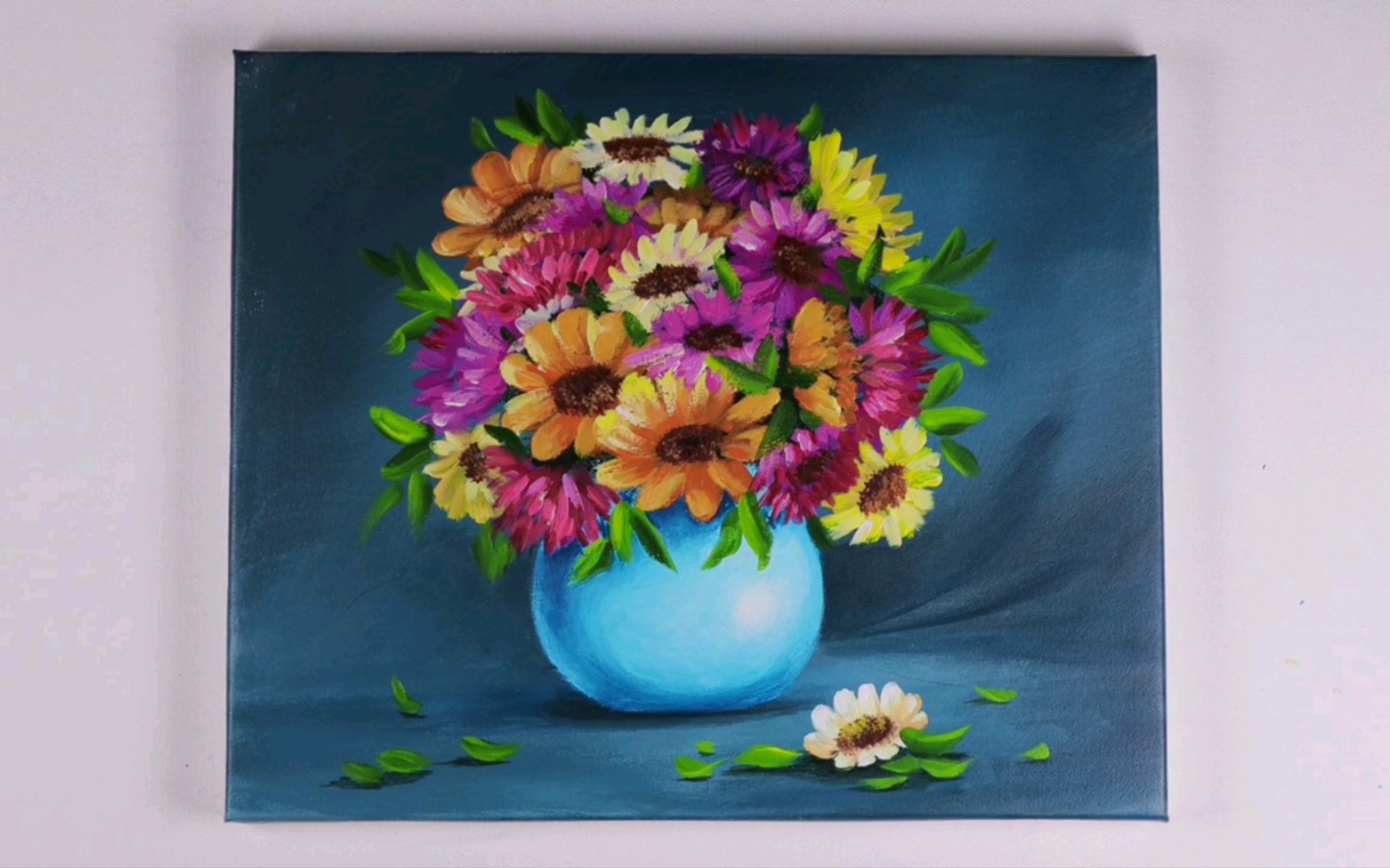 【丙烯画】【演绎作品】花卉静物.油管大神的作品,详细教程!