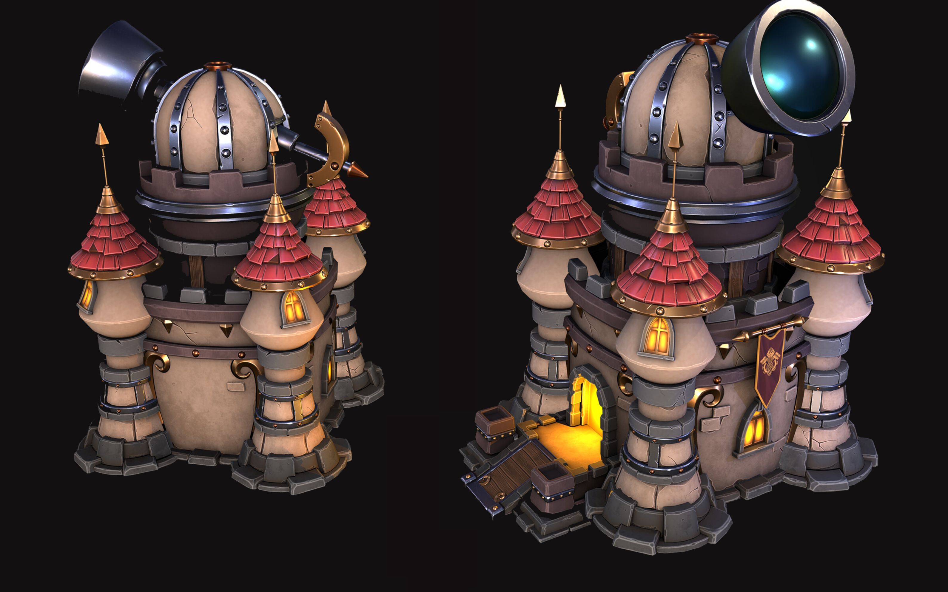 3dmax场景建模|天文城堡3d游戏场景零基础场景建模教程