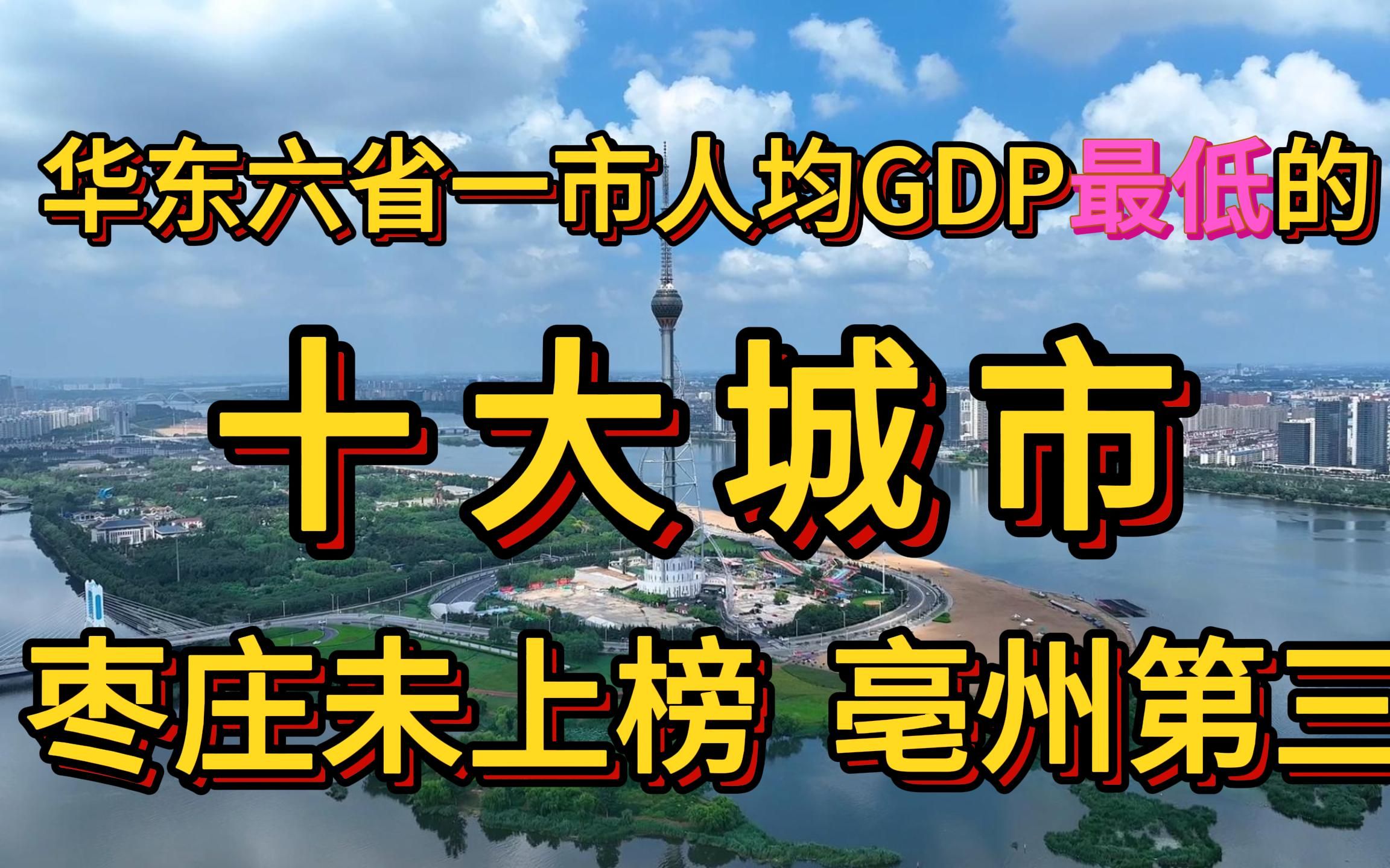 华东六省一市人均GDP最低的十个城市,枣庄未上榜,亳州第三.哔哩哔哩bilibili