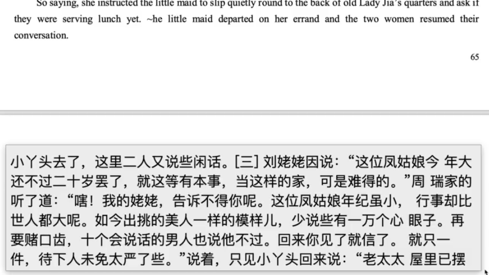 红楼梦英文版第六回83刘姥姥斯时惟点头咂嘴念佛而已哔哩哔哩bilibili