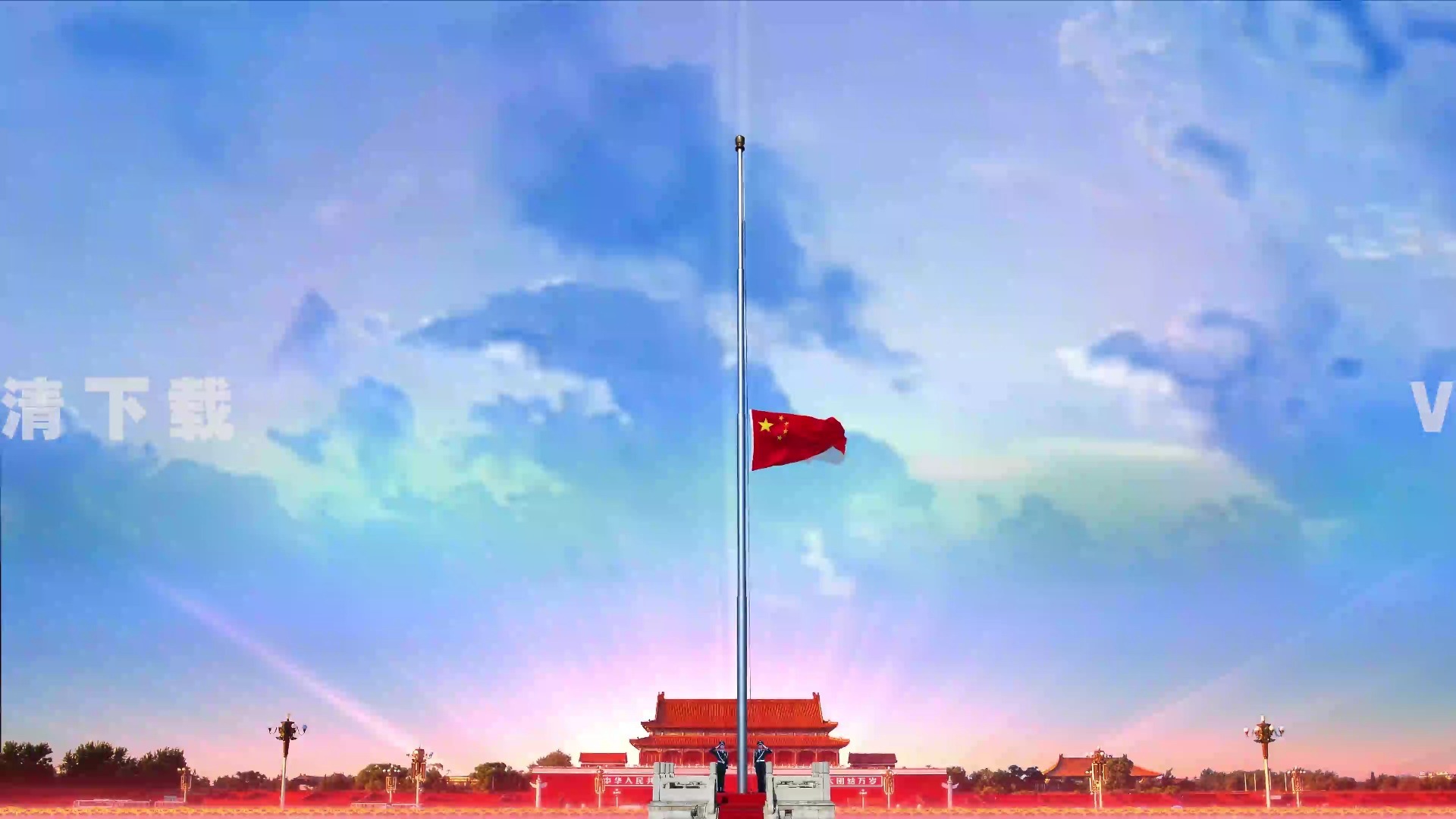 升旗仪式天安门升旗国旗led舞台大屏背景视频素材