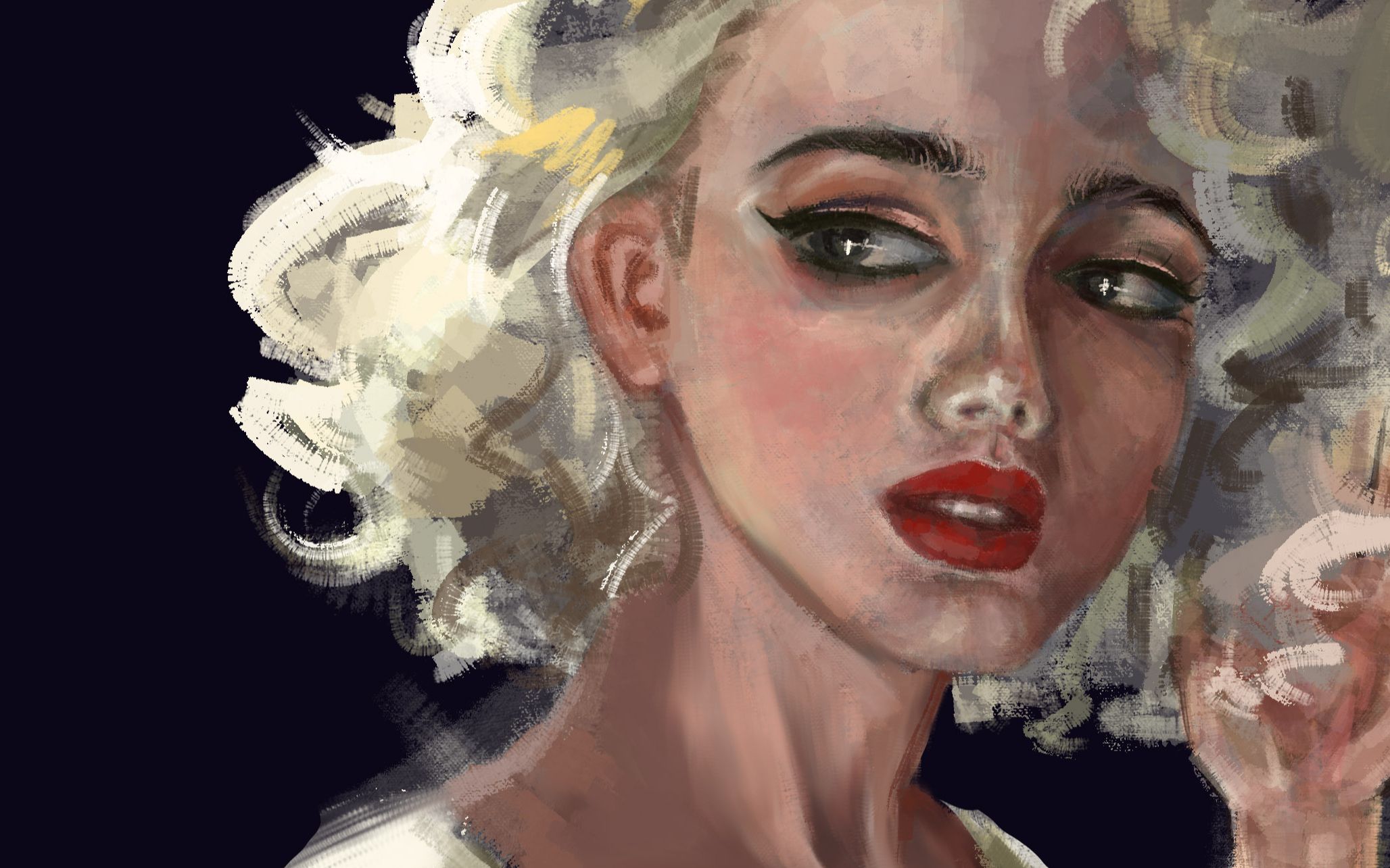 【ps板绘】金发间谍?半成品,厚涂记录