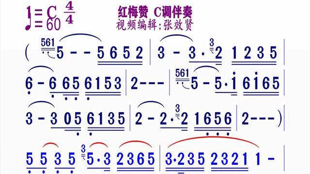 赵寒阳红梅赞二胡曲谱图片