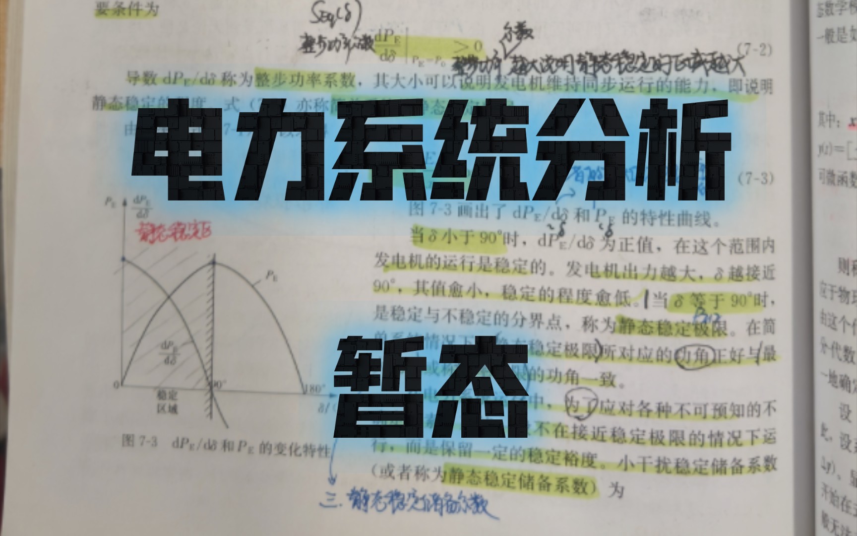 电力系统分析暂态 第七章 电力系统小干扰稳定性问题分析哔哩哔哩bilibili