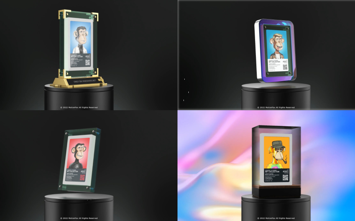 ae模板-拍卖玻璃展台nft数字产品展示视频元宇宙数字化产品信息介绍视