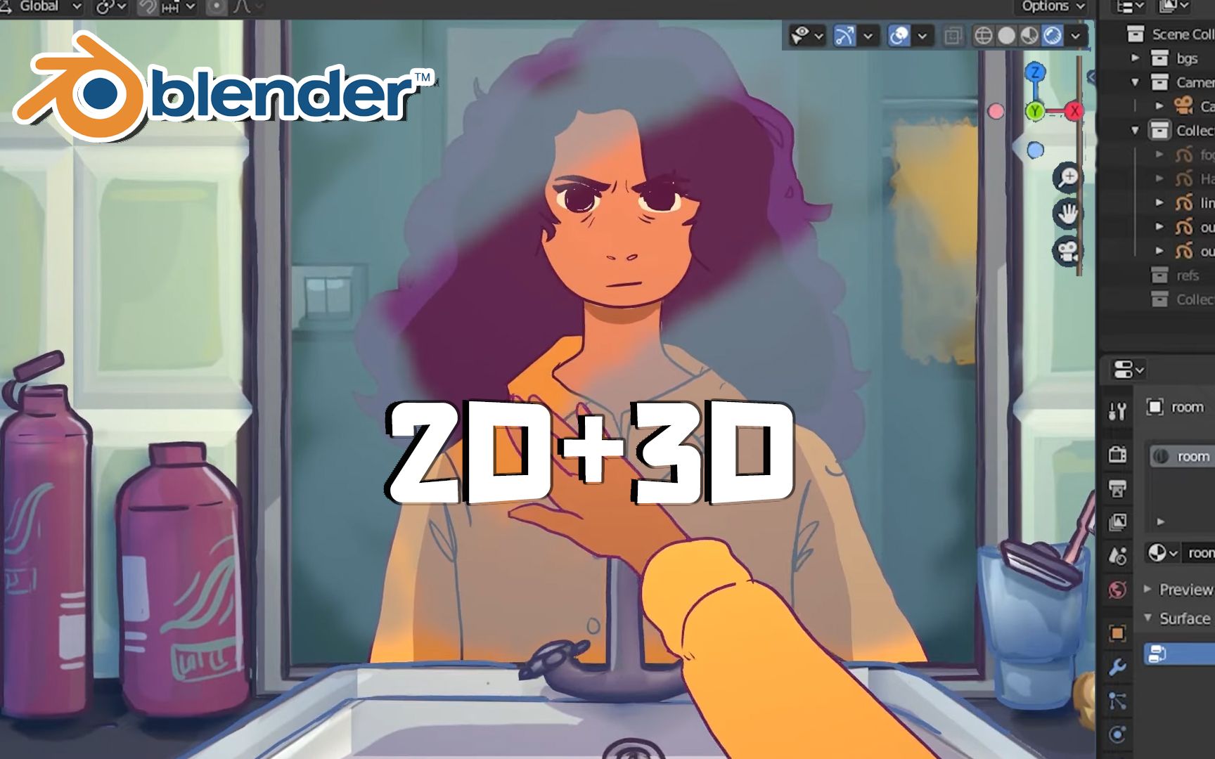 [图]如何在 Blender 中制作 2D + 3D 场景动画？blender YYDS！