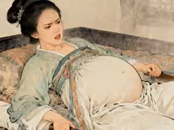 【AI视频】古风分娩 水墨画风格 刘娘子独自在家分娩