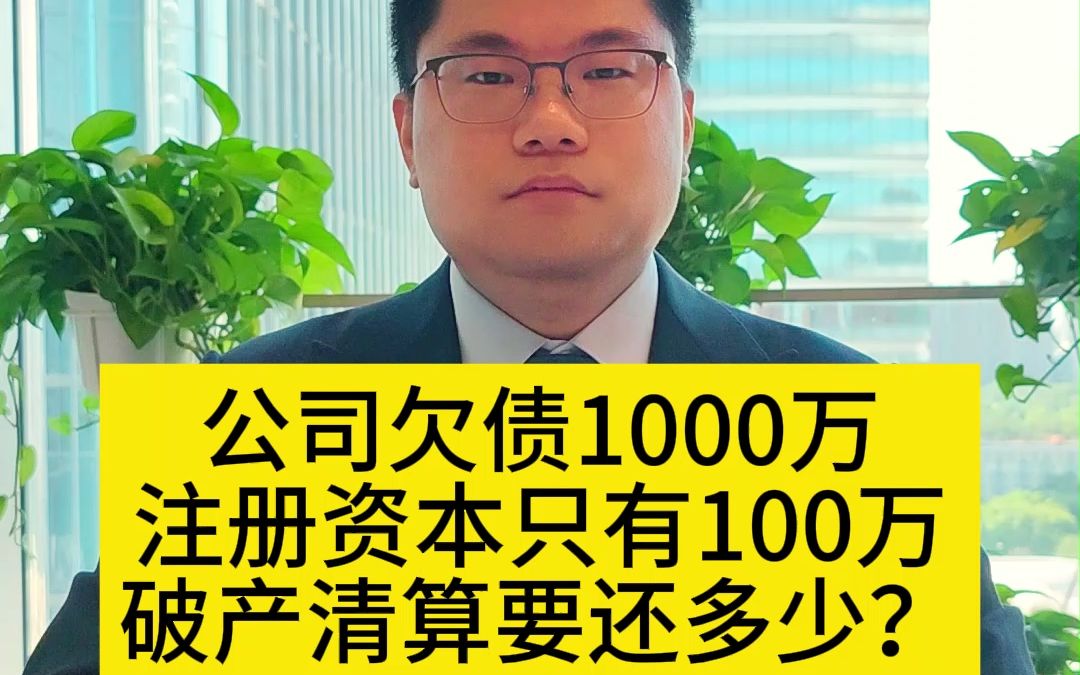 公司欠债1000万,注册资本只有100万,破产清算要还多少?哔哩哔哩bilibili