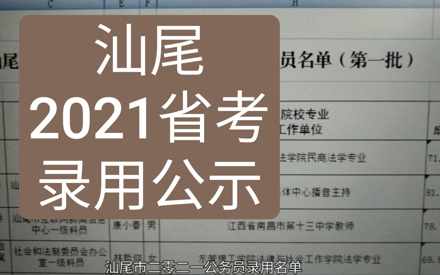 【县级】汕尾2021省考 录用名单公示哔哩哔哩bilibili