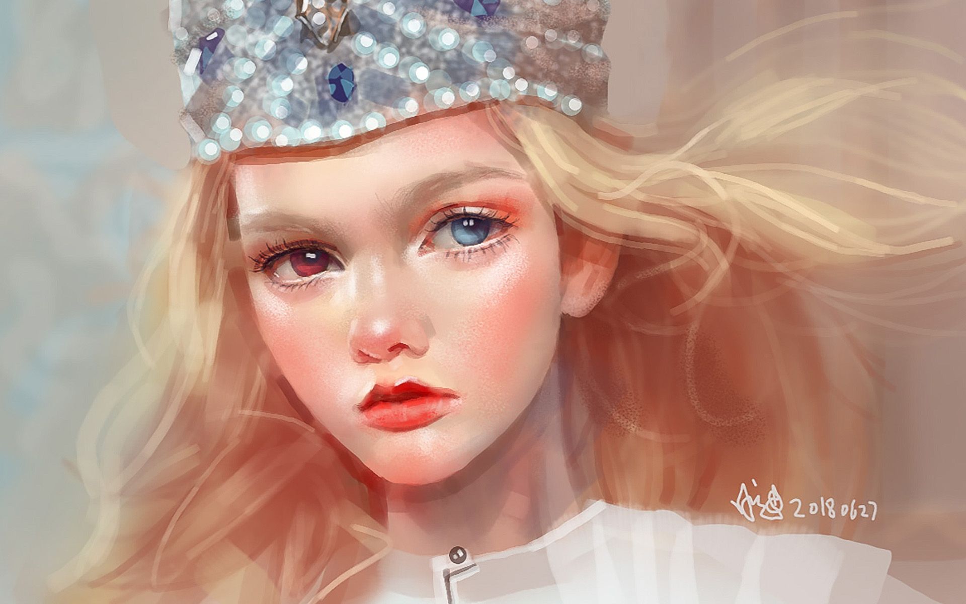 指绘女头像厚涂