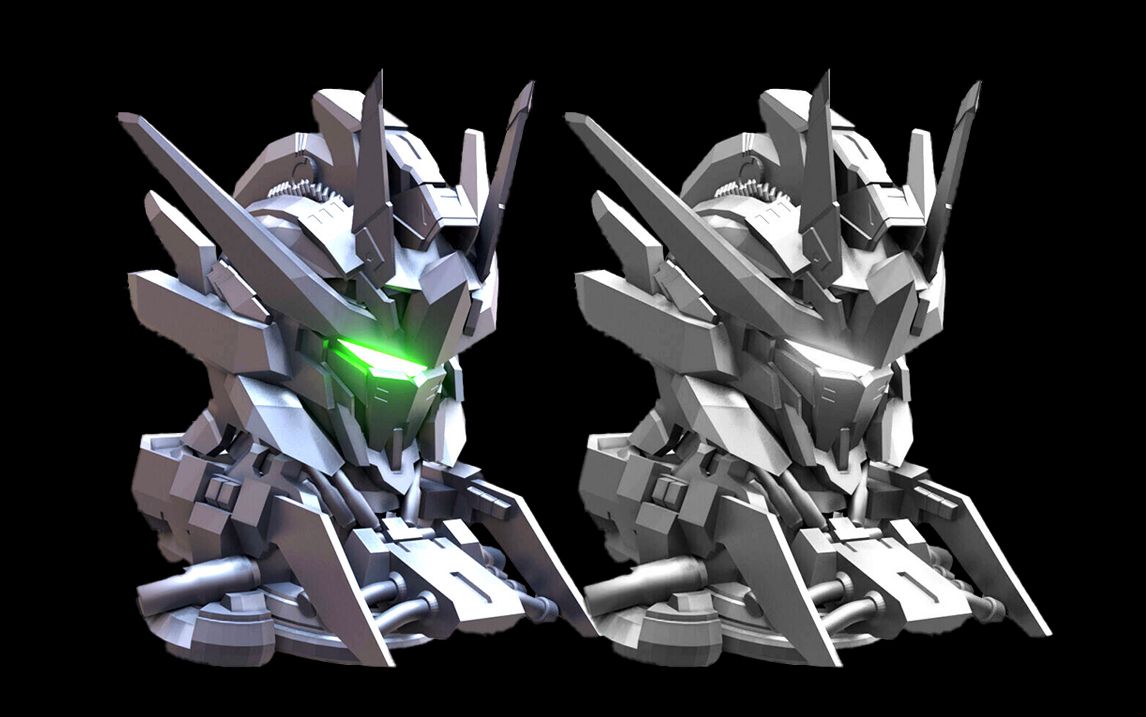 【3dmax建模】超帅高达头部模型制作,次世代硬表面机甲布线详解